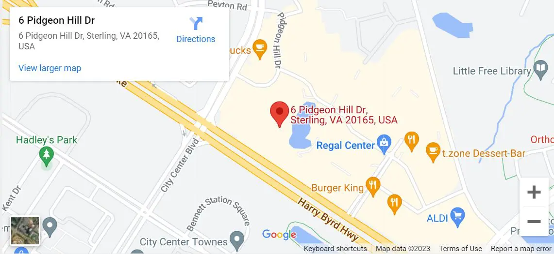 A map of the location of the regal center.